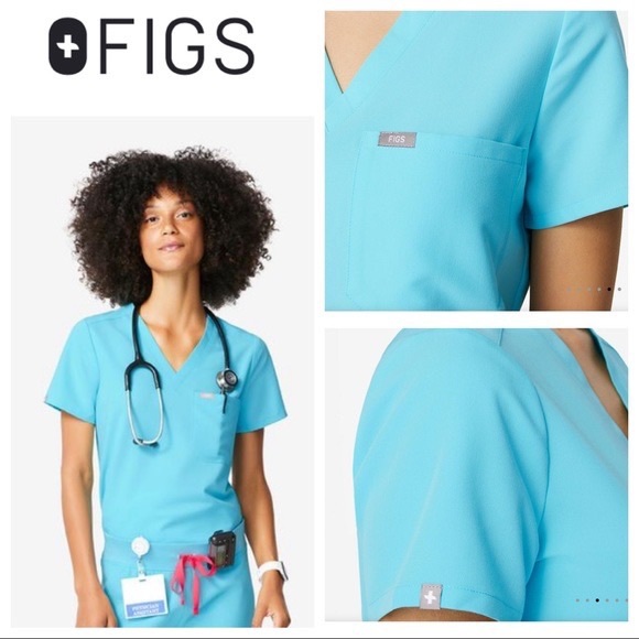 Neon blue figs scrub top - Picture 3 of 3